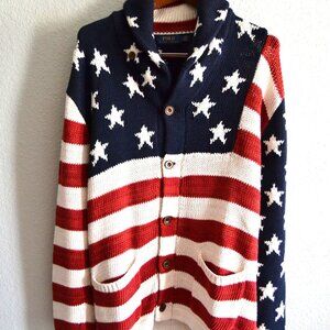 POLO RALPH LAUREN USA FLAG SHAWL- COLLAR  CARDIGAN SWEATER- NWT (LARGE)
